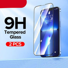 Load image into Gallery viewer, 2PCS 9H Tempered Glass For iPhone 13 Pro Max 12 11 X XR XS 7 8 8P Max Full Cover Ultra-HD Screen Protector for iPhone 13 Tempered Glass Film with Auto Alignment Tool Easy Installation 99% HD Clear 9H Hardness Bubble Free Screen Protector For iPhone