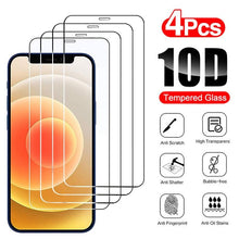 Load image into Gallery viewer, 4PCS Full Cover Protective Glass For iPhone 11 12 13 14 Pro Max Screen Protector On iPhone X XR Xs Max 6S 7 8 Plus 13 Mini Glass Edge to Edge Coverage Ultra Clear Anti-Dust 9H Hardness Screen Protector