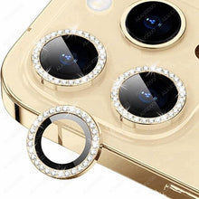 Load image into Gallery viewer, Bling Glitter 9h Hardness Drop-proof Metal Individual Ring Protector For Iphone 14 Pro Max Diamond Metal Camera Protector On For Iphone 14 Plus 14pro Max 14 Pro Camera Protector 3pcs/set Lens Glass