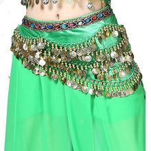 Load image into Gallery viewer, 1PC New Style Belly Dance Belt Newest Multi-color Glass Silk Velvet Dancing Belt Scarf Crystal BellyDance Waist Chain Hip Scarf