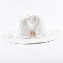 Load image into Gallery viewer, Unisex Metal Letter Straw Panama Hat