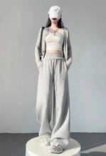 Load image into Gallery viewer, Gray High-Waist Loose Wide-Leg Straight Pants Women