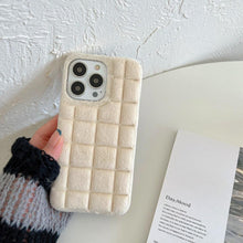 Load image into Gallery viewer, Fashion Fur Winter Warm Plush Square Lattice Solid Color Phone Case For iPhone 14 13 12 11 Pro Max Plus Fluffy Back Cover Case Silicon Soft Fluffy Furry Shockproof Protective Phone Case for iPhone