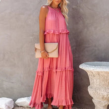 Load image into Gallery viewer, Elegant Apricot Ruffle Maxi Dress