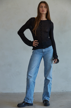 Load image into Gallery viewer, Knit Long Sleeve See Through Asymmetrical Top