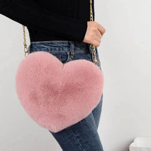 Load image into Gallery viewer, Fashion Women's Heart Shaped Handbags Cute Faux Fur Crossbody Bags Lady Soft Plush Chain Shoulder Bag Shopper Totes