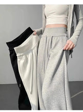 Load image into Gallery viewer, Gray High-Waist Loose Wide-Leg Straight Pants Women