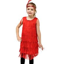 Load image into Gallery viewer, Girl Party Dress Girls Flapper Dress Carnival Sequins Fringe Latin Dance Dress Tassel Tango Dress Ballroom Costume With Feather
