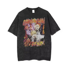Load image into Gallery viewer, 🪚 Chainsaw Man Acid-Washed Vintage Graphic T-Shirt – Harajuku Streetwear