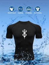 Load image into Gallery viewer, Men's Print Compression Shirts Summer Short Sleeve Rash Guard Gym Workout T-shirt Athletic Quick Dry Baselayer Undershirts Tops