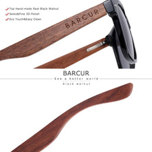 Load image into Gallery viewer, BARCUR Natural Wood Polarized PC Oval Women’s Sunglasses Dark Luxury Texture Wooden Mirror Legs UVA/UVB Protection Stylish Fashion Women's Sunglasses for Summer