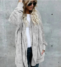 Load image into Gallery viewer, Double Fleece Plush Hooded Cardigan Jacket Women