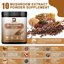 Load image into Gallery viewer, Mushroom Coffee 10 Mushroom Extract - Lion's Mane, Cordyceps, Reishi, Turkey Tail, Chaga, Maitake for energy and immune support