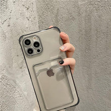 Load image into Gallery viewer, Transparent Card Slot Holder Case for iPhone 13 11 12 14 Pro Max Mini Clear Shockproof Soft Wallet Cover Clear Phone Case with Card Holder Slim Protective Soft Shock Absorbing Case with Card Holder
