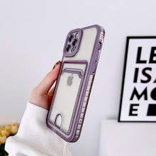 Load image into Gallery viewer, Luxury Square Phone Case For iPhone 13 11 14 12 Pro Max Mini XS XR 6s 7 8 Plus SE Cover Soft Silicone Wallet Card Holder Clear Card Slot Case Slim Fit Protective Soft Wallet Case