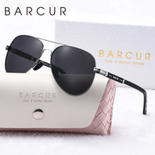 Load image into Gallery viewer, BARCUR Oversize Polarized Sunglasses for Women Trendy Double Beam Design Metal Elliptical Frame with UV400 Protection Fashionable Sun Glasses for Summer Outdoor & Daily Wear