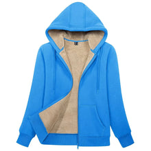 Load image into Gallery viewer, Sherpa-Lined Fleece Zip-Up Hoodie Jacket Women
