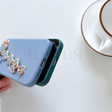 Load image into Gallery viewer, Soft Silicone Love Heart Chain Luxury Soft Flexible with Love Heart Chain Bracelet Hand Strap Girly Women Protective Cover for iPhone Wrist Bracelet Phone Case For iPhone 12 13 14 Pro Max Mini 11 Pro Max X XS Max XR 7 8 Plus