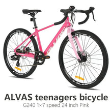 Load image into Gallery viewer, F, YUZE G240 7Speed Aluminum Disc Brake Bike Boy Girl Student Children Bicycle Teen Road bicicleta велосипед Handlebar 380mm