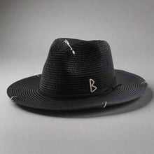 Load image into Gallery viewer, Unisex Metal Letter Straw Panama Hat