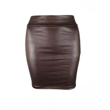 Load image into Gallery viewer, Mandotos Black Imitation Leather Pencil Mini Skirt High Waist Korean Fashion Women Wholesale Summer