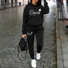 Load image into Gallery viewer, Women’s “Queen” Graphic 2-Piece Hoodie & Pants Tracksuit Set