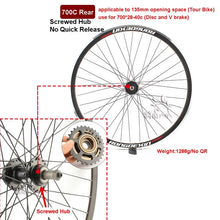 Load image into Gallery viewer, Cruiser Tour Bike Wheelset, Double Deck Rim, Front Wheel Disc, V Brake, Rear Back Wheels, Cassette and Screwed Hub, 36H, 700C