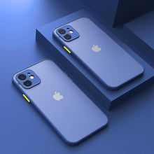Load image into Gallery viewer, Luxury Shockproof Armor Case For iPhone 11 12 13 14 Pro Max Mini X XR XS Soft Silicone Bumper Clear Hard Cover Shockproof Soft Flat Side Bumper Translucent Hard Back Slim Phone Case