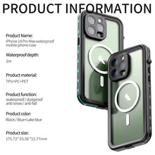Load image into Gallery viewer, Waterproof Case For iPhone 14 Pro Max 14 Pro iPhone 13 Pro Max Protector Full Body Protective Dustproof Magnetic Phone Case Waterproof 360 Degree All-Round Protection with Built-in Screen Protector Outdoor Transparent Shockproof Case