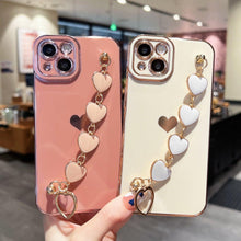 Load image into Gallery viewer, Luxury Love Heart Elegant Sparkle Case With Chain Bracelet Strap Soft Protective Bumper Cover Compatible with iPhone Bracelet soft case for iPhone 12 Pro Max 11 pro max X XS XR 7 8 Plus Stylish Phone Cover