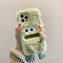 Load image into Gallery viewer, 3D Cute Hairy Fluffy Fur Plush Winter Warm Phone Case For iPhone 14 13 12 11 Pro Max Plus Soft Cartoon Back Cover Cute Fuzzy Furry Case Fashion Luxury Case