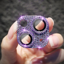 Load image into Gallery viewer, Camera Protector For iPhone 14Pro 14 13 12 Pro 11 Max Bling Glitter Diamond Metal Lens Glass Film 13Pro 14Plus 14 14ProMax Ring Shiny Diamond Metal Cover Glass Lens Protector Accessories