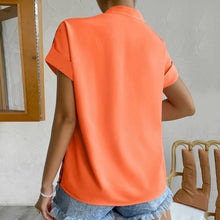 Load image into Gallery viewer, 🧡 Summer Women's Satin V-Neck Short Sleeve Shirt – Elegant Casual Wear