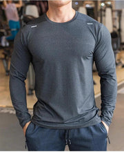 Load image into Gallery viewer, Men's Sports Fitness Long Sleeve Outdoor Badminton Quick Dry Training Shirt Casual Thin Running Top Bodybuilding Sportswear