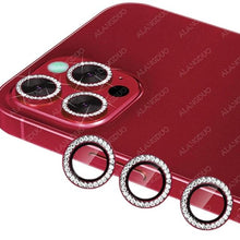 Load image into Gallery viewer, Bling Glitter 9h Hardness Drop-proof Metal Individual Ring Protector For Iphone 14 Pro Max Diamond Metal Camera Protector On For Iphone 14 Plus 14pro Max 14 Pro Camera Protector 3pcs/set Lens Glass