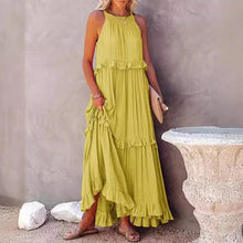 Load image into Gallery viewer, Elegant Apricot Ruffle Maxi Dress