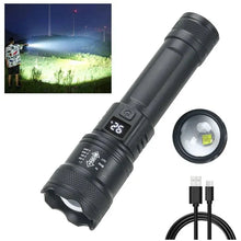 Load image into Gallery viewer, High Strong Power Led Flashlights 2000LM Tactical Torch with Display Light USB Charging Camping Fishing Emergency Zoom Lantern