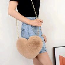 Load image into Gallery viewer, Fashion Women's Heart Shaped Handbags Cute Faux Fur Crossbody Bags Lady Soft Plush Chain Shoulder Bag Shopper Totes
