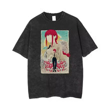 Load image into Gallery viewer, 🪚 Chainsaw Man Acid-Washed Vintage Graphic T-Shirt – Harajuku Streetwear