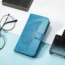 Load image into Gallery viewer, Luxury Pink Butterfly Flower Wallet Flip Case For iPhone 14 Pro Max 13 12 Classic Simple Leather Wallet Case with Card Holder Kickstand Wrist Strap Flip Cover for iPhone