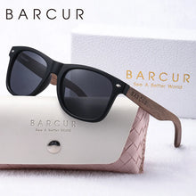 Load image into Gallery viewer, BARCUR Natural Wood Polarized PC Oval Women’s Sunglasses Dark Luxury Texture Wooden Mirror Legs UVA/UVB Protection Stylish Fashion Women's Sunglasses for Summer