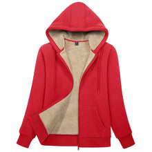Load image into Gallery viewer, Sherpa-Lined Fleece Zip-Up Hoodie Jacket Women