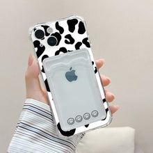 Load image into Gallery viewer, Transparent Cute Heart Pattern Phone Cases For iPhone 13 14 Pro Max Simple Luxurious Love Gradient Silicon Wallet Cover Card Holder Shockproof Bumper Protective Cover