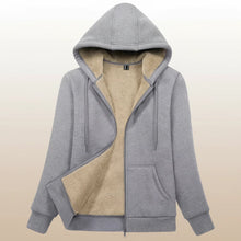 Load image into Gallery viewer, Sherpa-Lined Fleece Zip-Up Hoodie Jacket Women