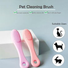Load image into Gallery viewer, Soft Pet Finger Brush Cats Brush Toothbrush Tear Stains Brush Eye Care Pets Cleaning Grooming Tools Dog Cat Cleaning Supplies Soft Silicone Toothbrush with Long Handle for Dog Cat Pet Dental Care