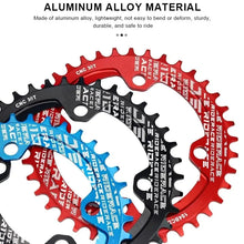 Load image into Gallery viewer, RIDERACE Bicycle Crank Chainring 104BCD Round Shape Narrow Wide 32T/34T/36T/38T Mountain Bike Crankset Chainwheel Single Plate