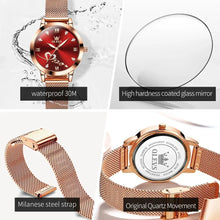Load image into Gallery viewer, OLEVS Luxury Fashion Ladies' Watches Rose Gold Top Brand Original Quartz Watch for Women Stainless Steel Mesh Strap Love Dial