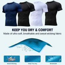 Load image into Gallery viewer, Men's Print Compression Shirts Summer Short Sleeve Rash Guard Gym Workout T-shirt Athletic Quick Dry Baselayer Undershirts Tops