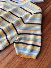 Load image into Gallery viewer, Short-Sleeve Rainbow Striped Knit Top with Round Neck | NCS