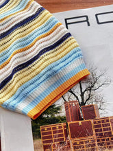 Load image into Gallery viewer, Short-Sleeve Rainbow Striped Knit Top with Round Neck | NCS